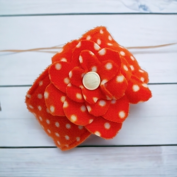 Handmade Orange and White Fleece Headbands - Picture 2 of 5